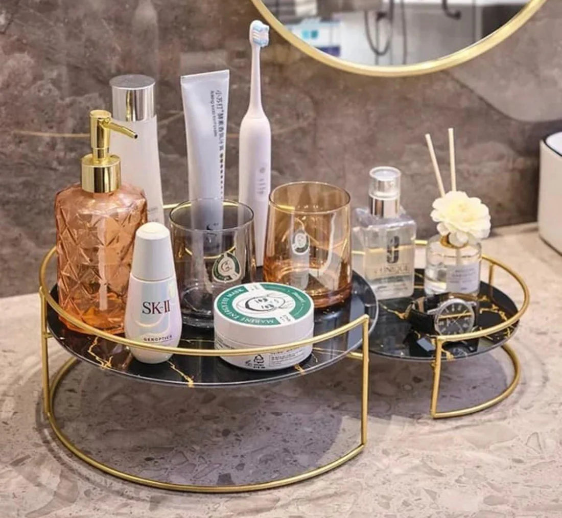 Latest Design Double Decker Makeup Organizers Tray Cosmetics Jewelry & Perfume. organize your makeup, jewelry, and perfumes with our latest double-decker tray
