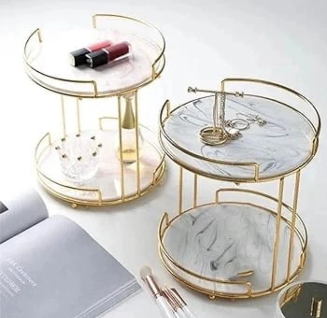 Luxury Round Shape 2-Layer Organizer Tray. With a sleek round design and two spacious layers