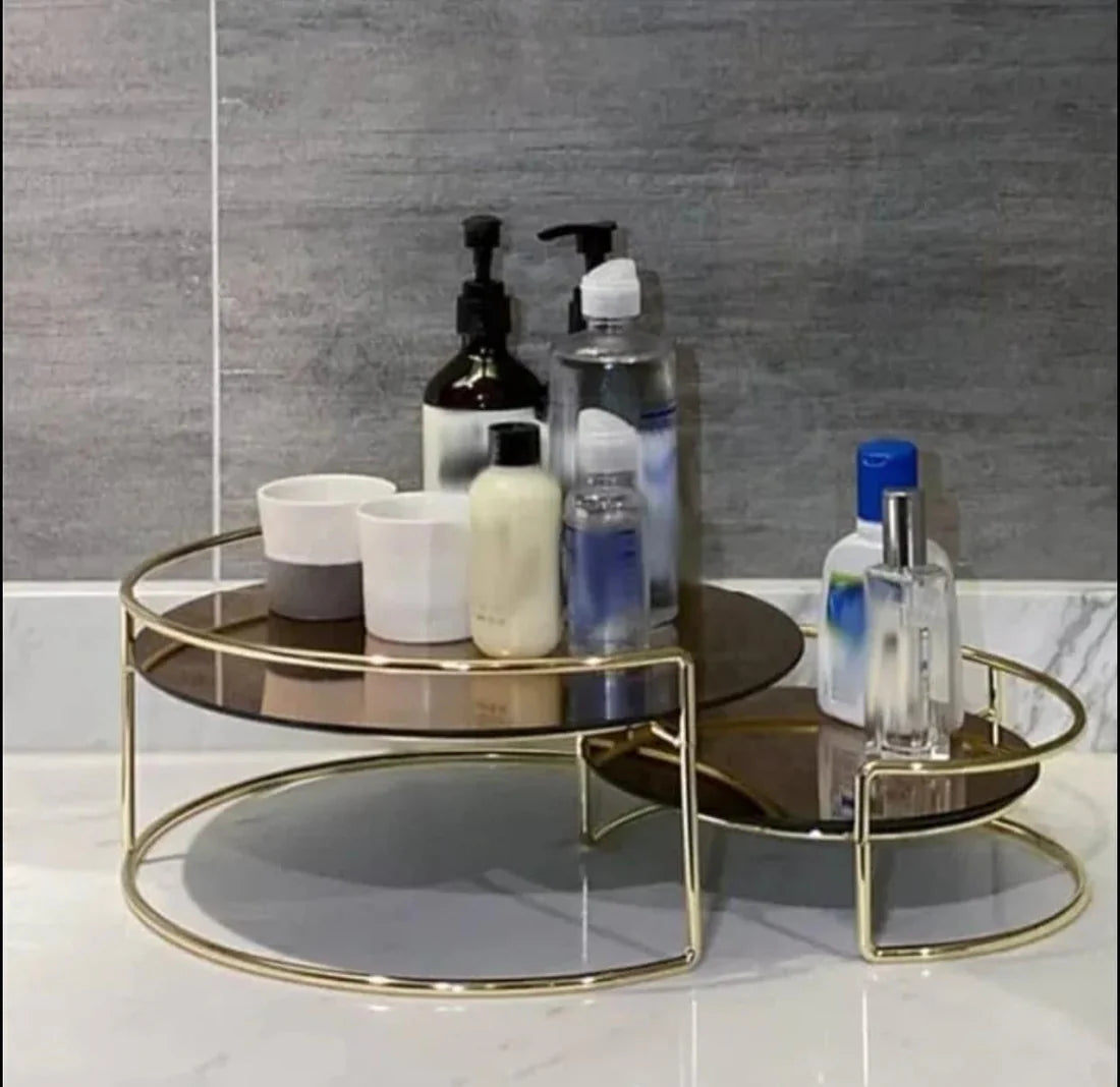 Latest Design Double Decker Makeup Organizers Tray Cosmetics Jewelry & Perfume. organize your makeup, jewelry, and perfumes with our latest double-decker tray