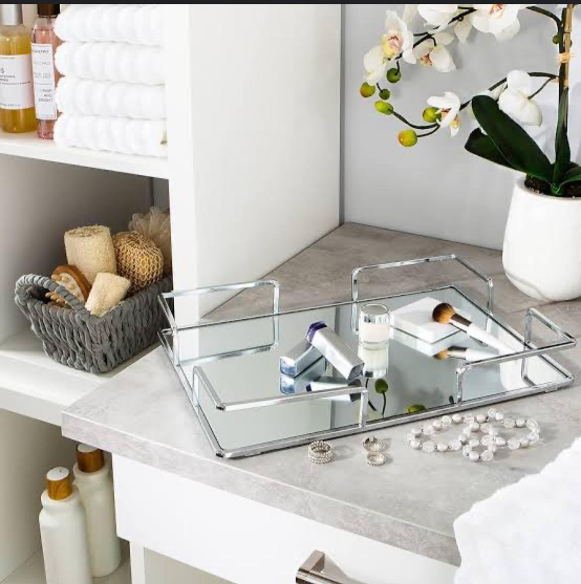 Glass Vanity Tray  Its multi-purpose design allows for easy and stylish storage of all your essential