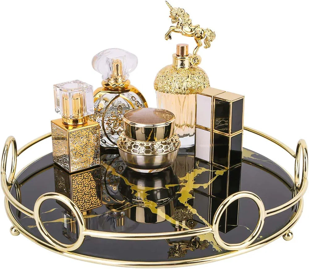 Makeup Organizer Round-Ring Silver Tray Streamline your makeup routine with our Makeup Organizer Round-Ring Silver Tray!